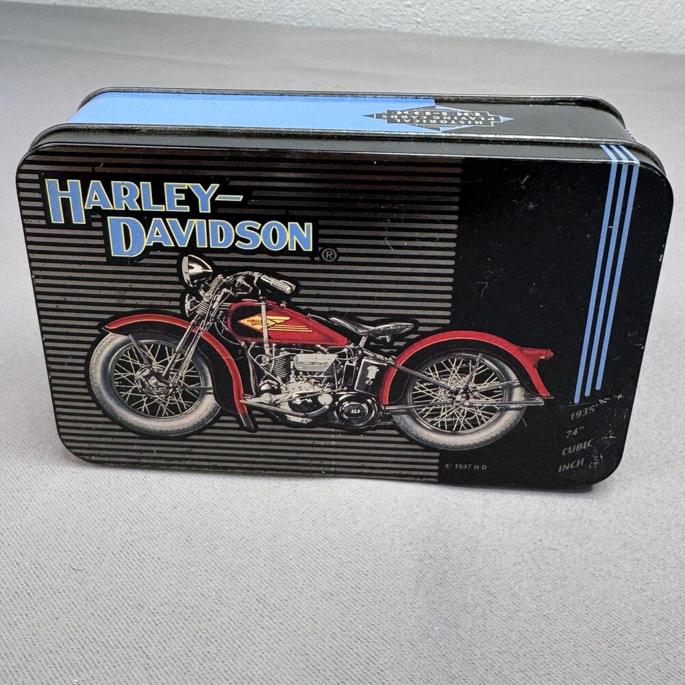 Vintage Harley Davidson Historical Playing Cards 1903-1950 Tin Set Sealed Decks